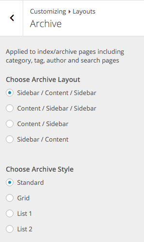 SiteBox Customizer Layouts - Archive