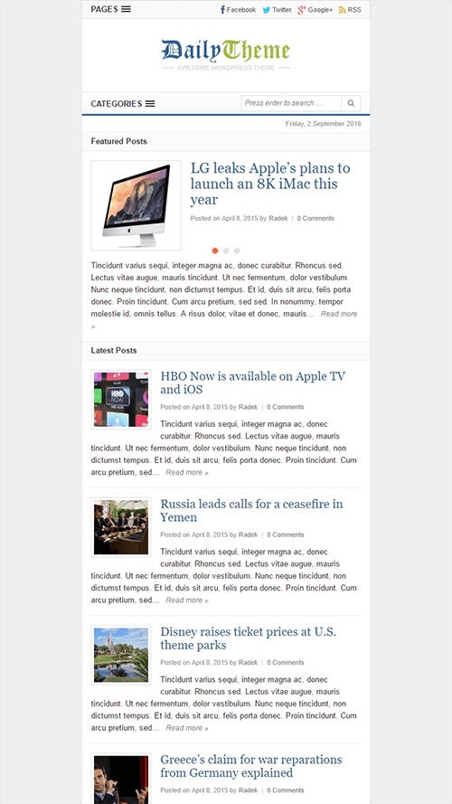 Daily WordPress Theme Mobile Screenshot