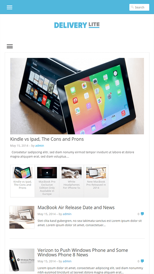 Delivery Lite WordPress Theme Mobile Screenshot