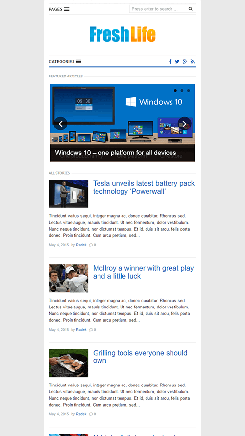 FreshLife WordPress Theme Mobile Screenshot