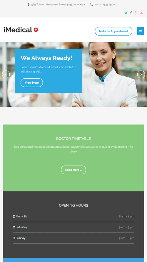 iMedical WordPress Theme Mobile Screenshot