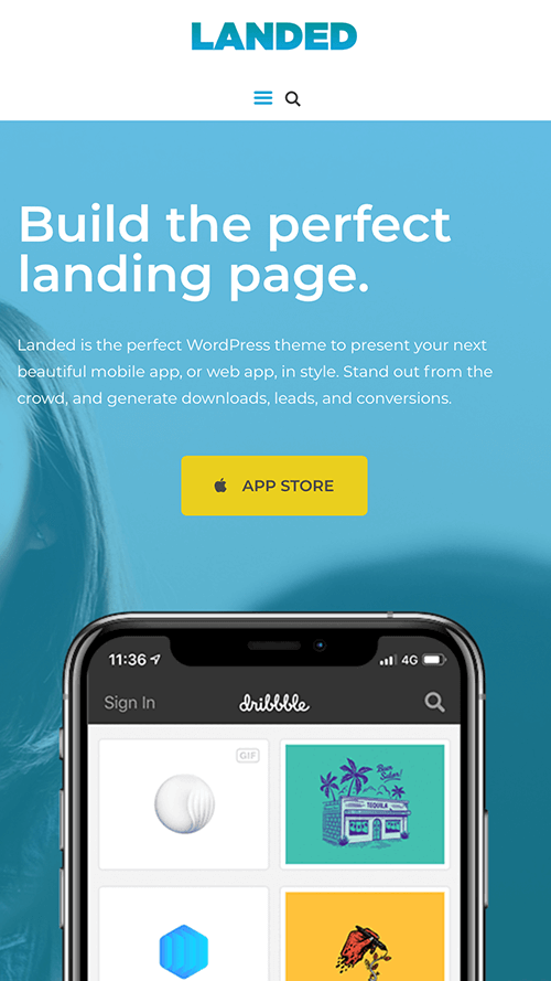 Landed WordPress Theme Mobile Screenshot