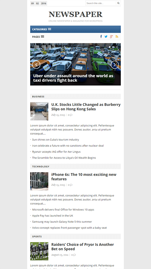 Newspaper WordPress Theme Mobile Screenshot