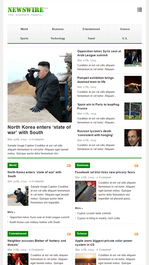 Newswire WordPress Theme Mobile Screenshot