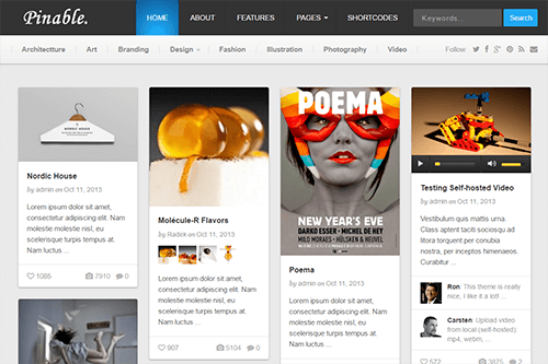 Pinable WordPress theme