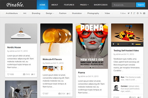 Pinable WordPress Theme