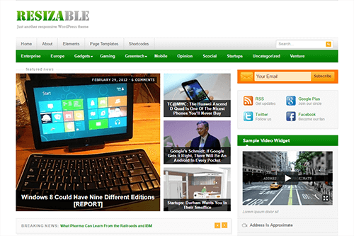 Resizable WordPress theme