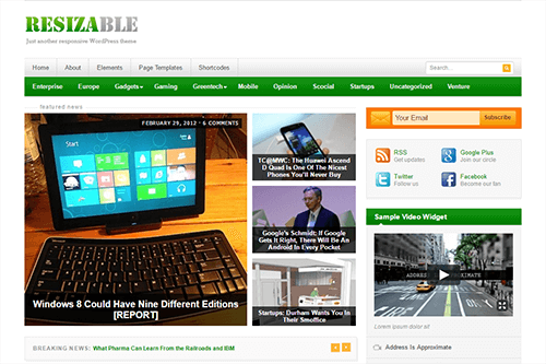 Resizable WordPress Theme Screenshot