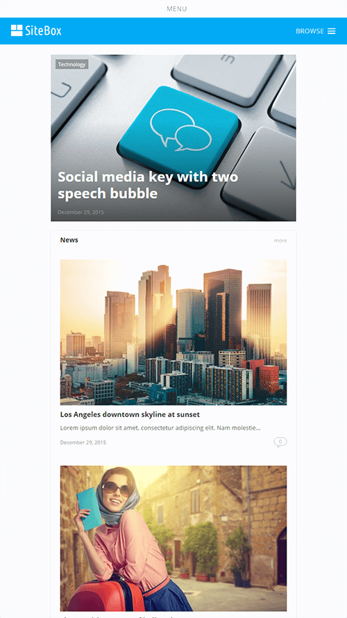 SiteBox WordPress Theme Mobile Screenshot