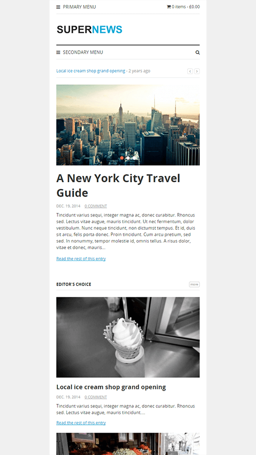 SuperNews WordPress Theme Mobile Screenshot