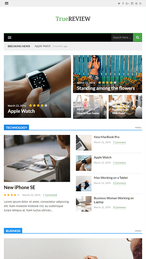 TrueReview WordPress Theme Mobile Screenshot