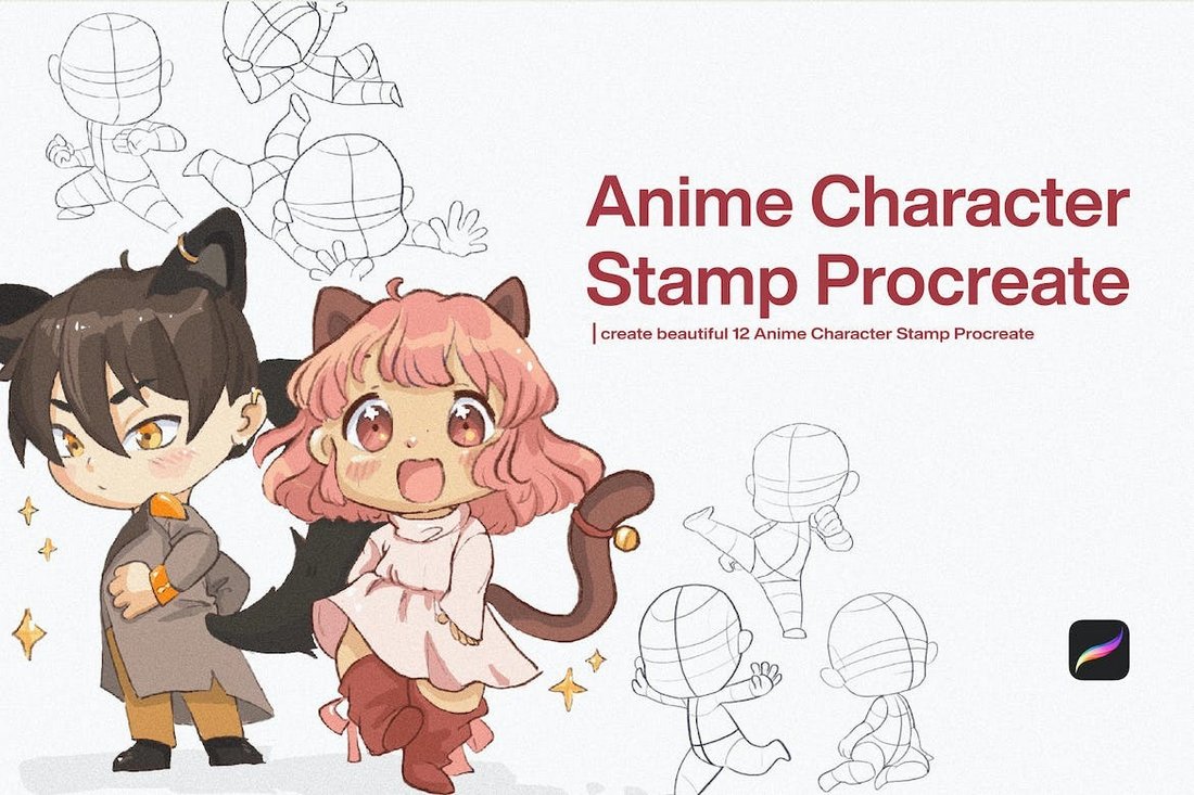 10 Anime Character Stamp Procreate