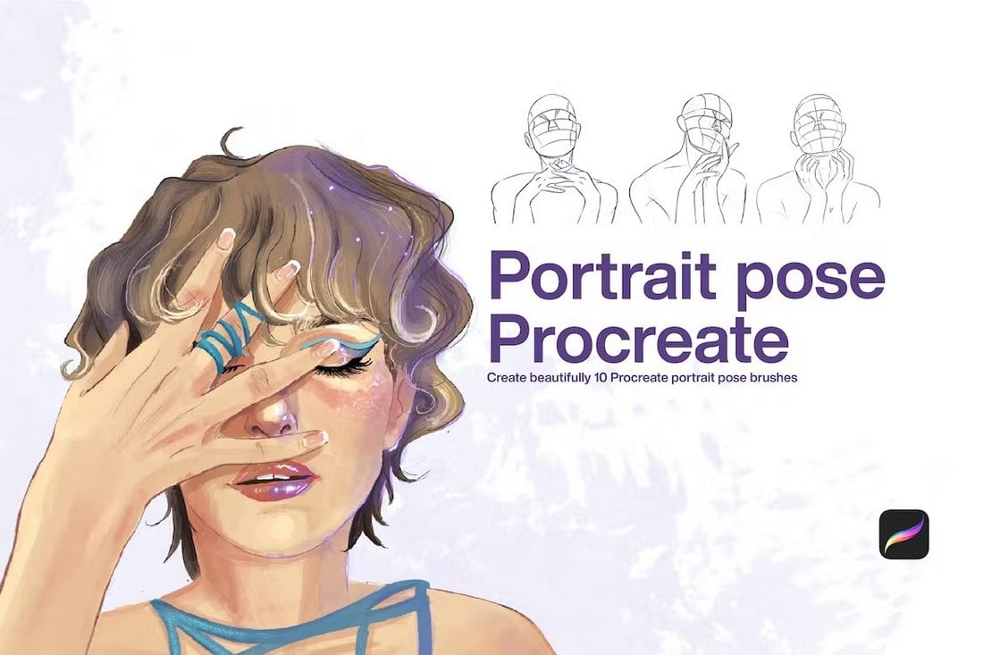 10 Portrait Pose Stamps for Procreate