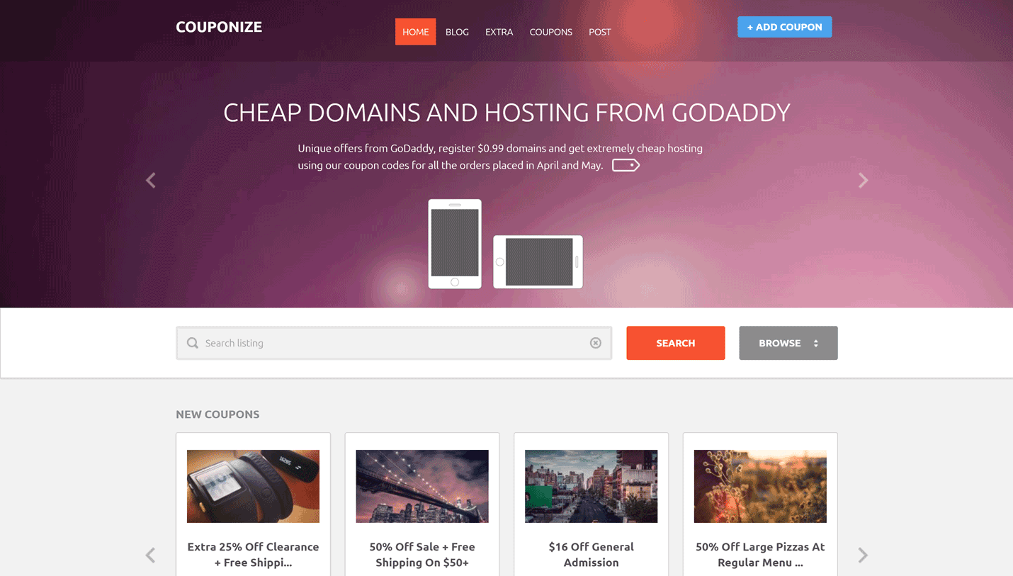 Couponize - Deals and Coupon Site WordPress Theme