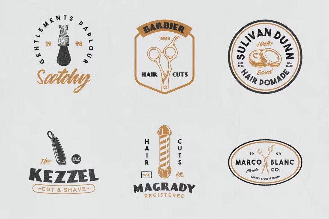 12 Vintage Barber Shop Badge Logos