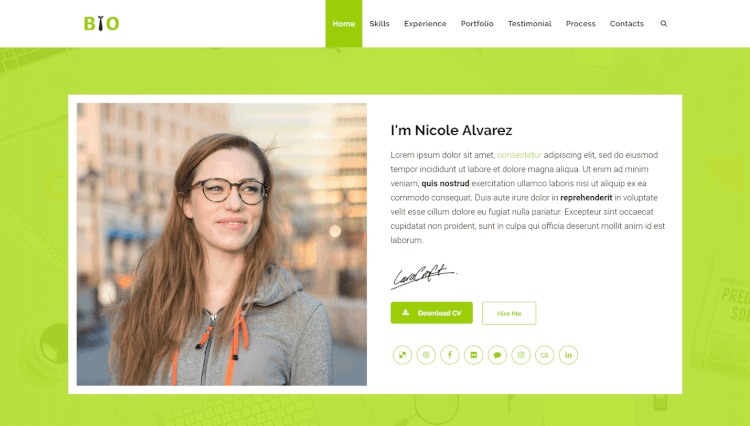 resume wordpress theme