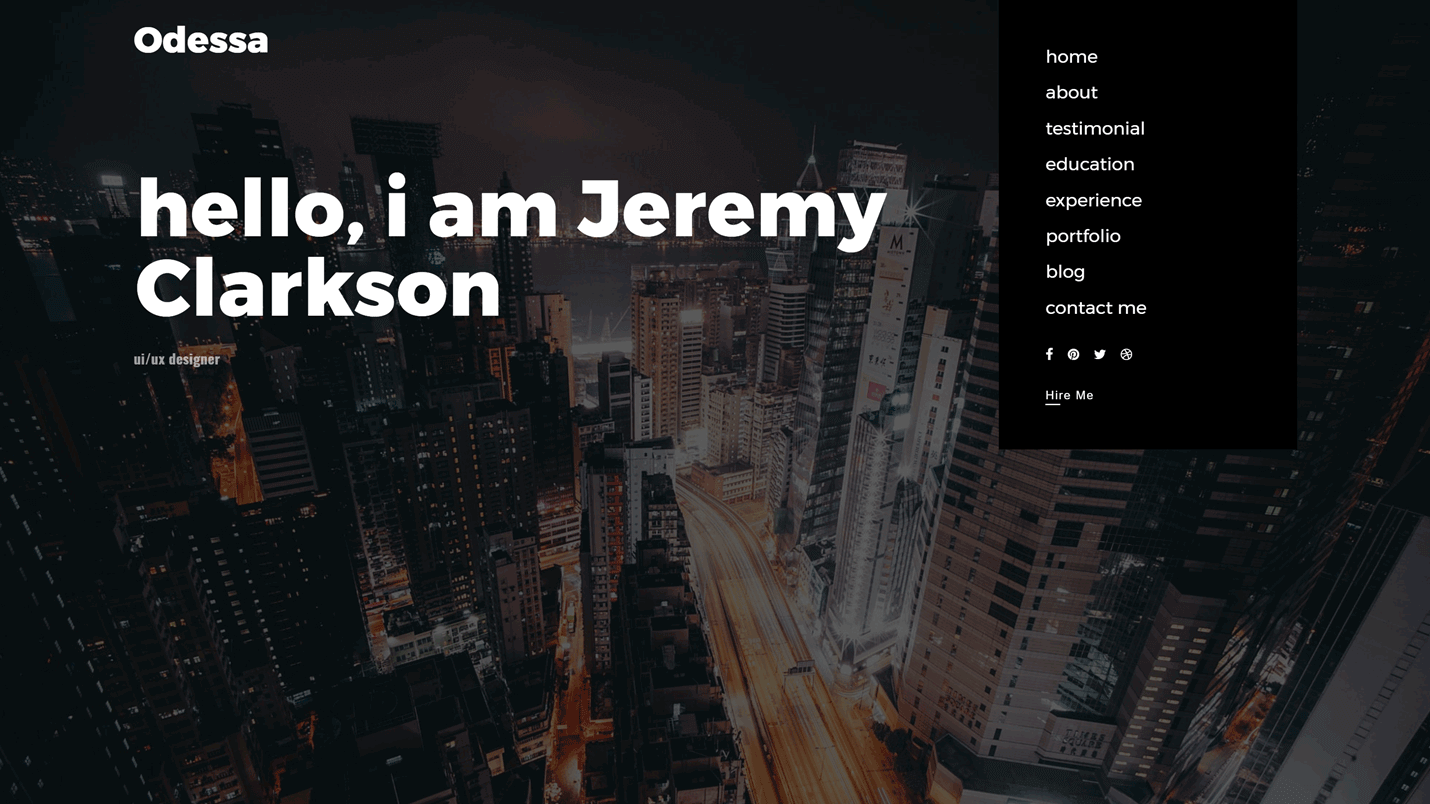 Odessa - VCard, CV and Resume WordPress Theme