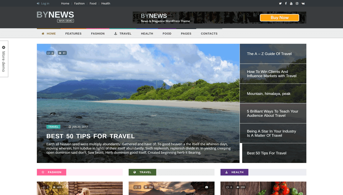 ByNews - News and Magazine Mega Menu WordPress Theme