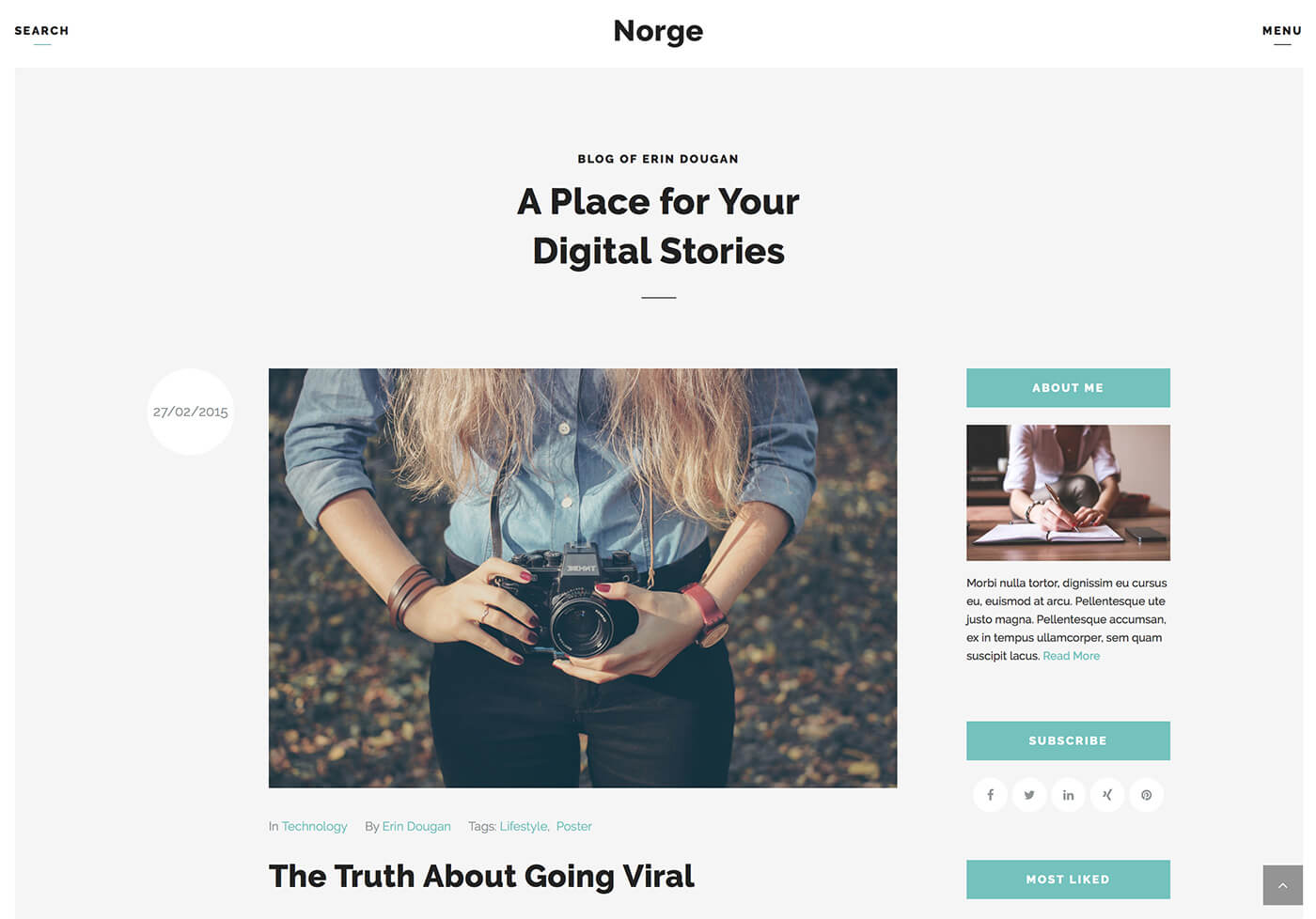 Norge - Responsive Blog WordPress Theme