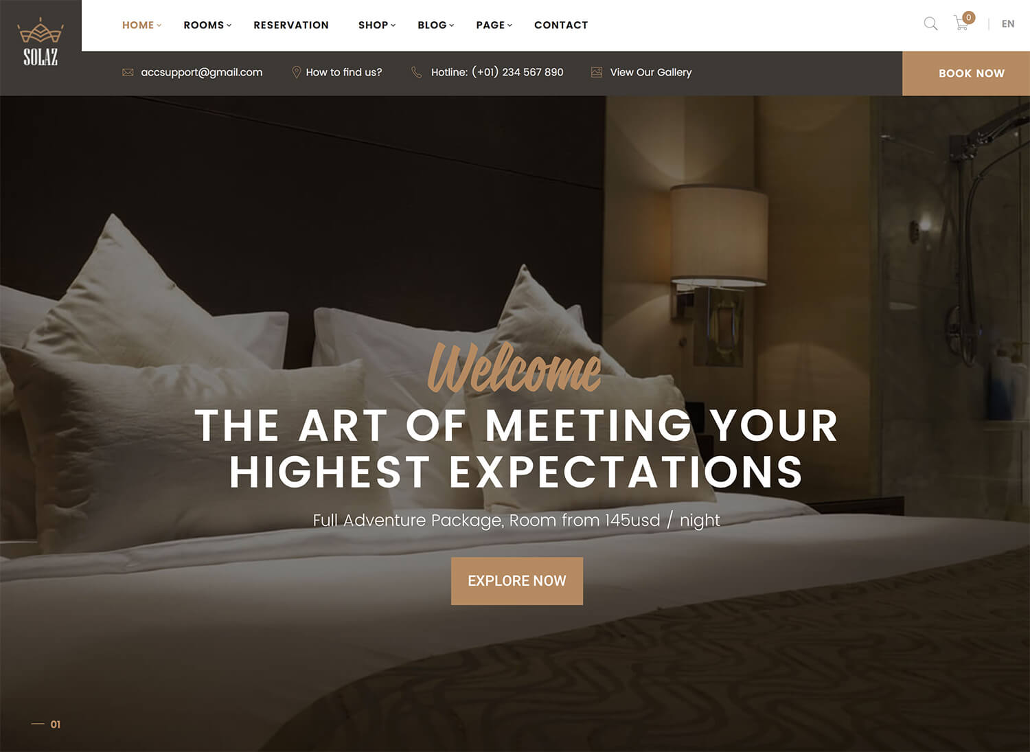 Solaz - Elegant Hotel WordPress Theme