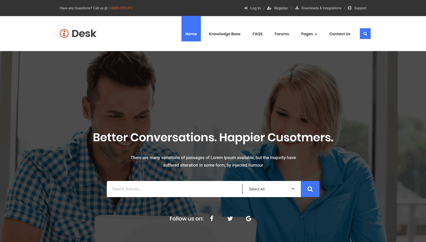 iDesk - HelpDesk Video Background WordPress Theme