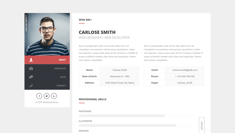 resume wordpress theme