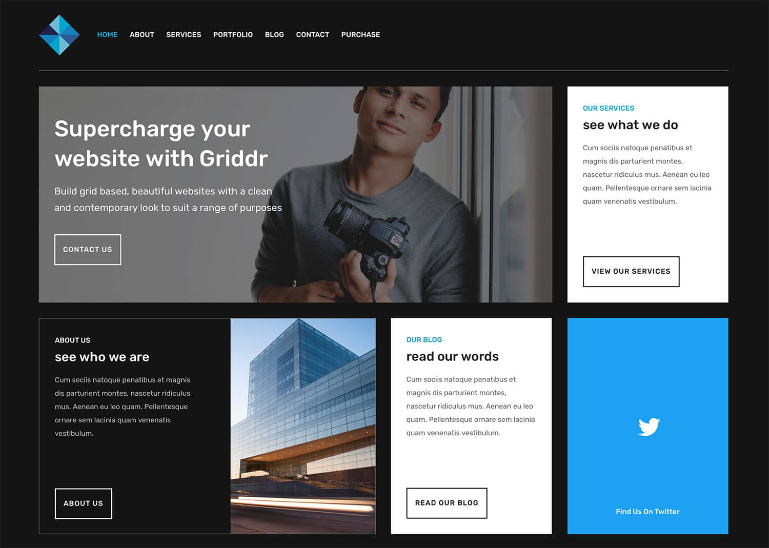 Griddr - Dark Grid Creative WordPress Theme