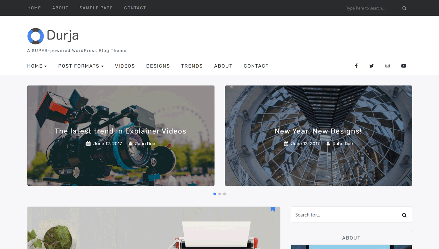 Durja - Minimal Blogging Google AdSense WordPress Theme