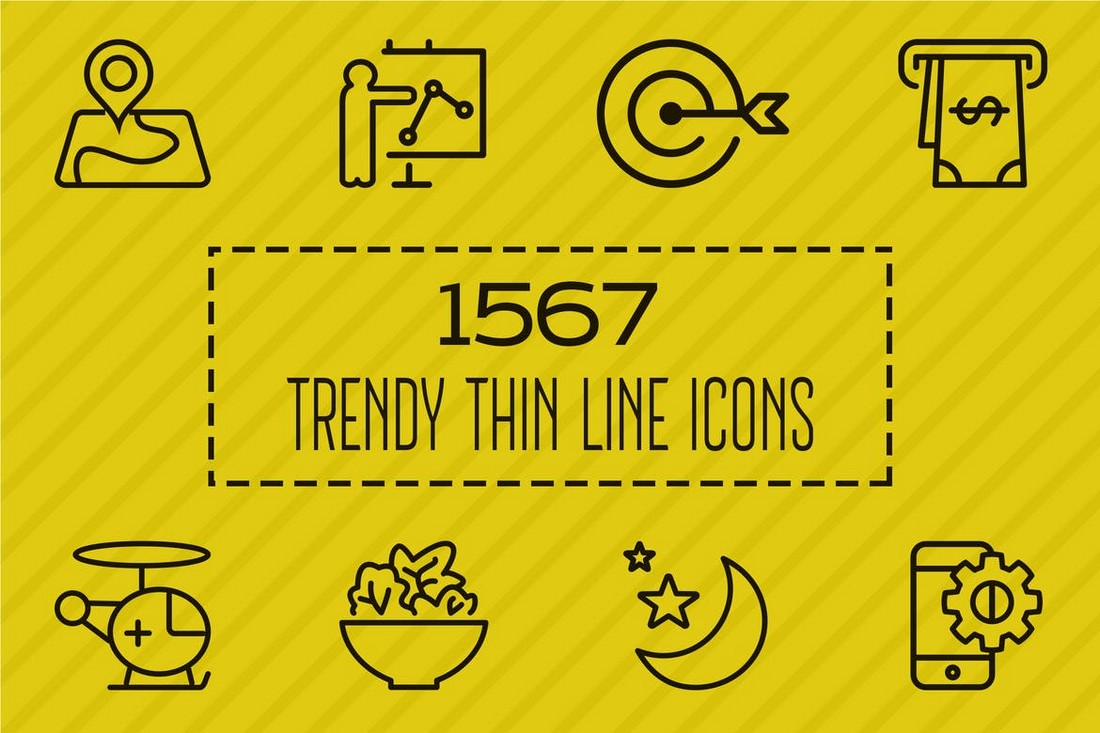 1567 Trendy Thin Line Icons for iPhone