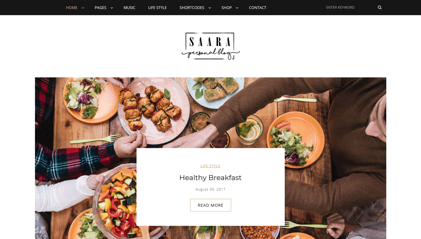 Saara - Personal Blog WPBakery Page Builder WordPress Theme