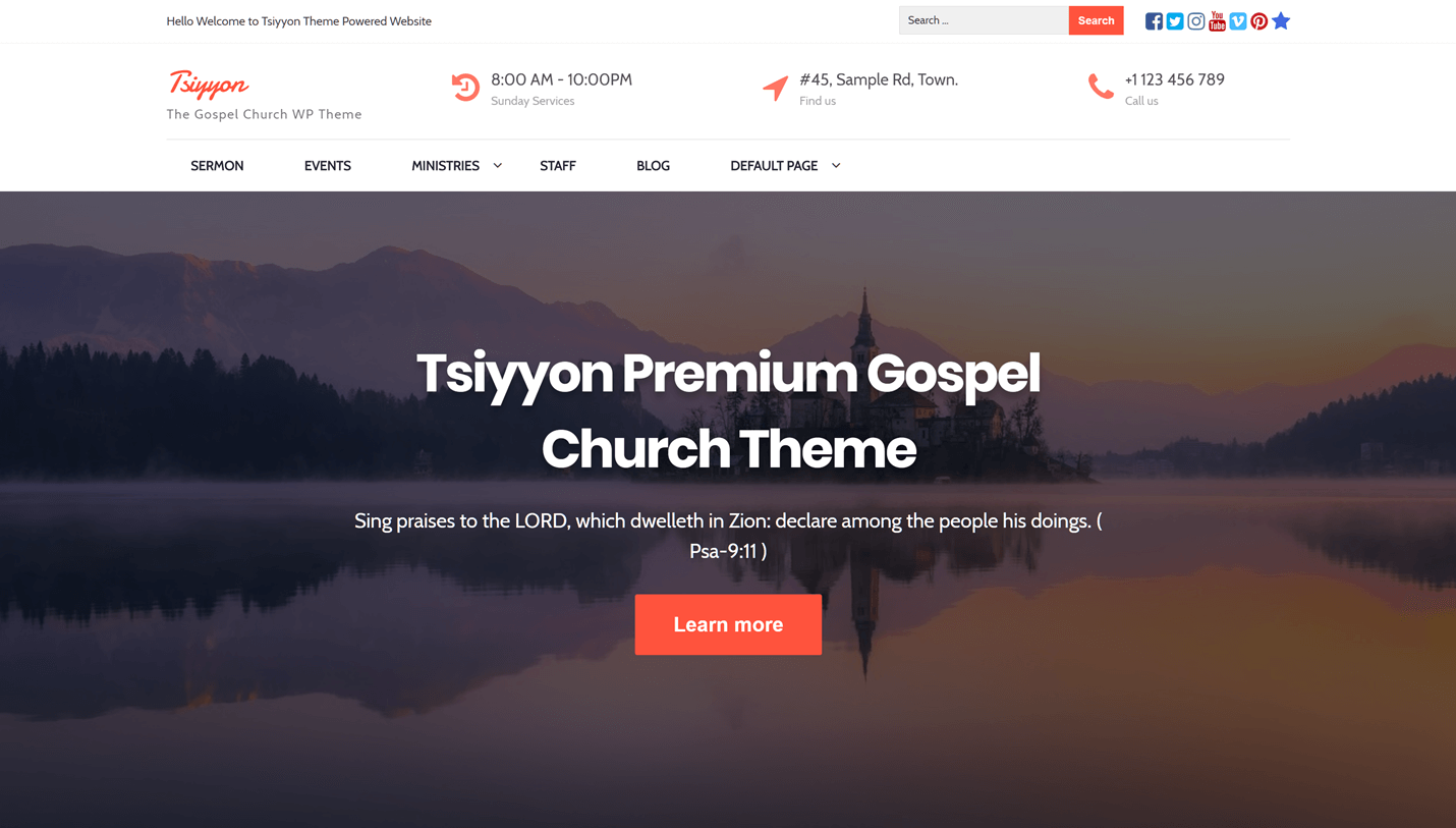 Tsiyyon - Church Events Calendar Compatible WordPress Theme