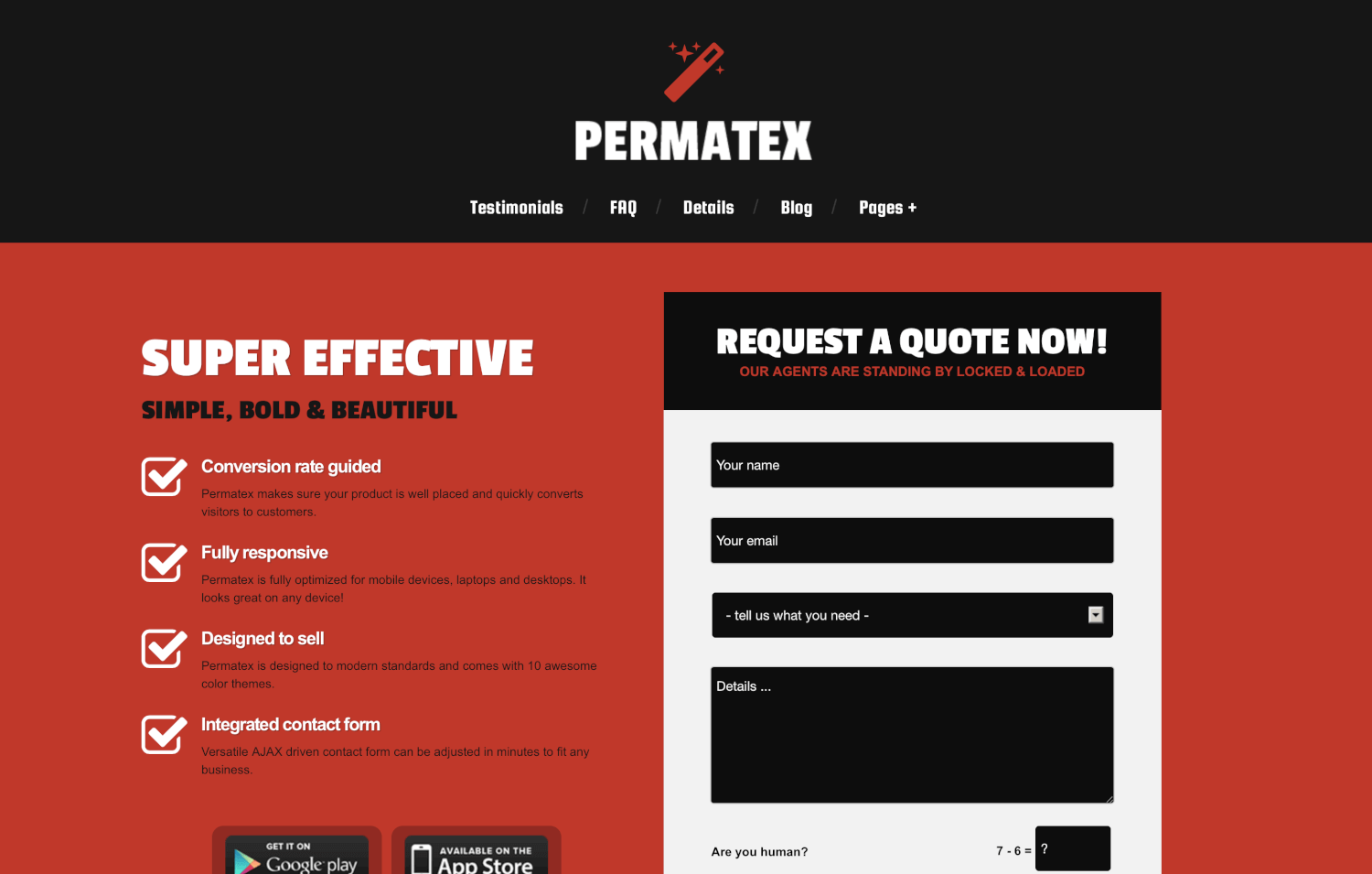 Permatex - Lead Generating WordPress Landing Page