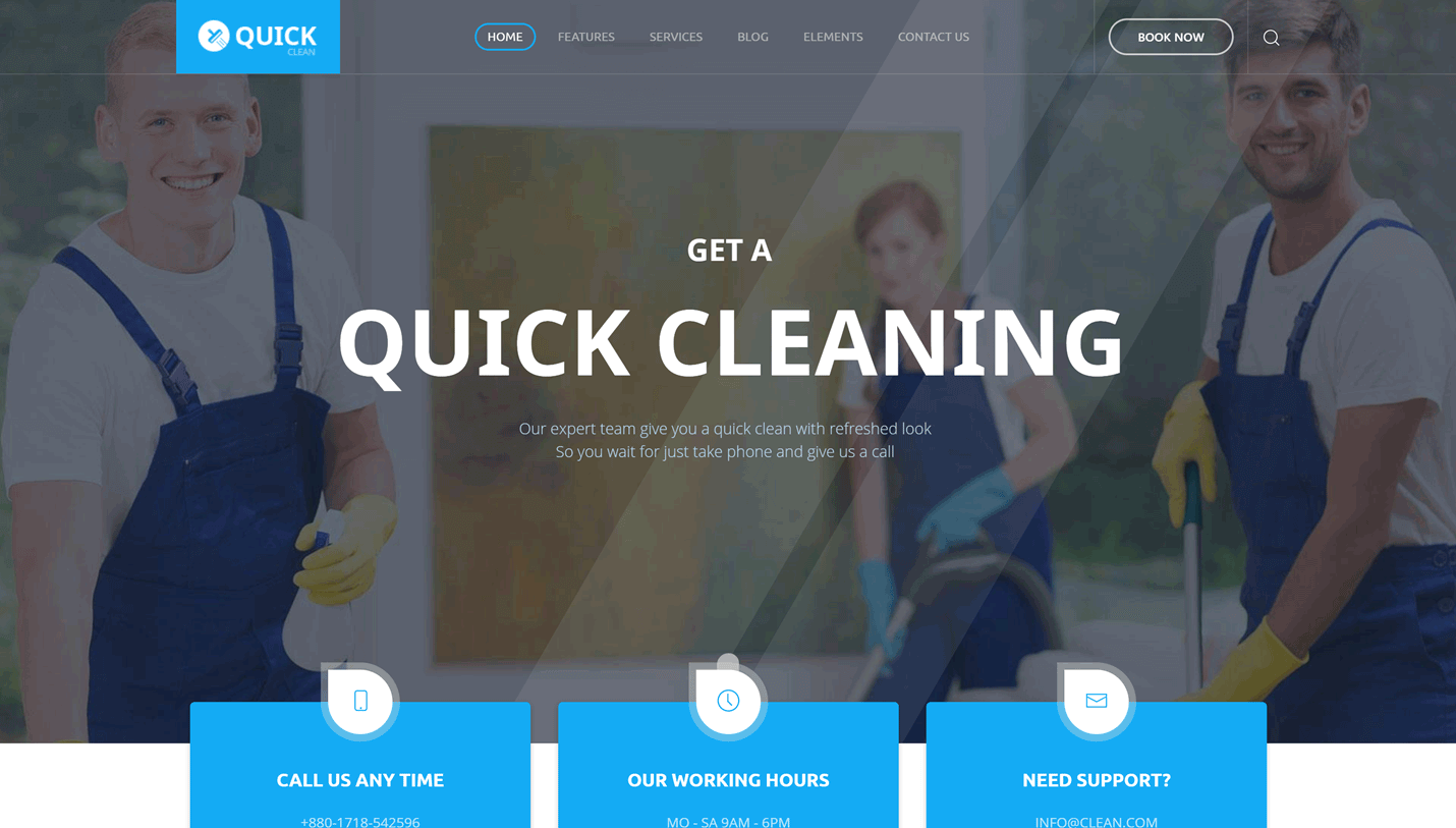 Quick - Cleaning Service Elementor WordPress Theme