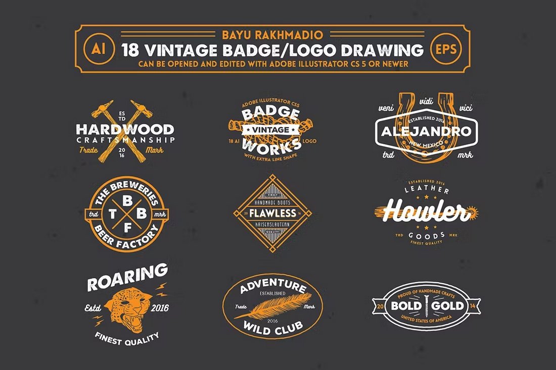 18 Hipster Vintage Badge Logo Templates