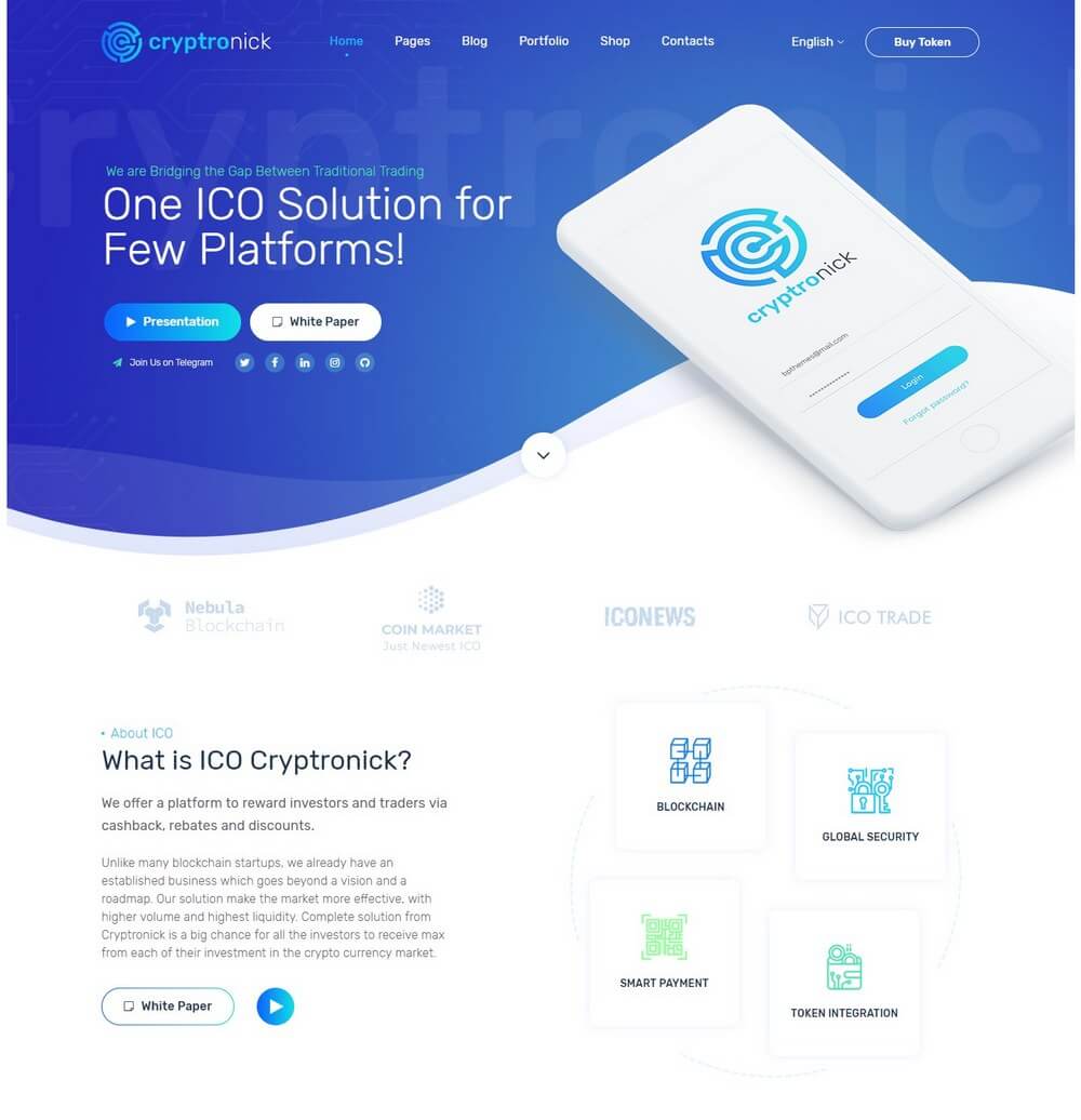 Cryptronick - Cryptocurrency & Business WordPress Theme