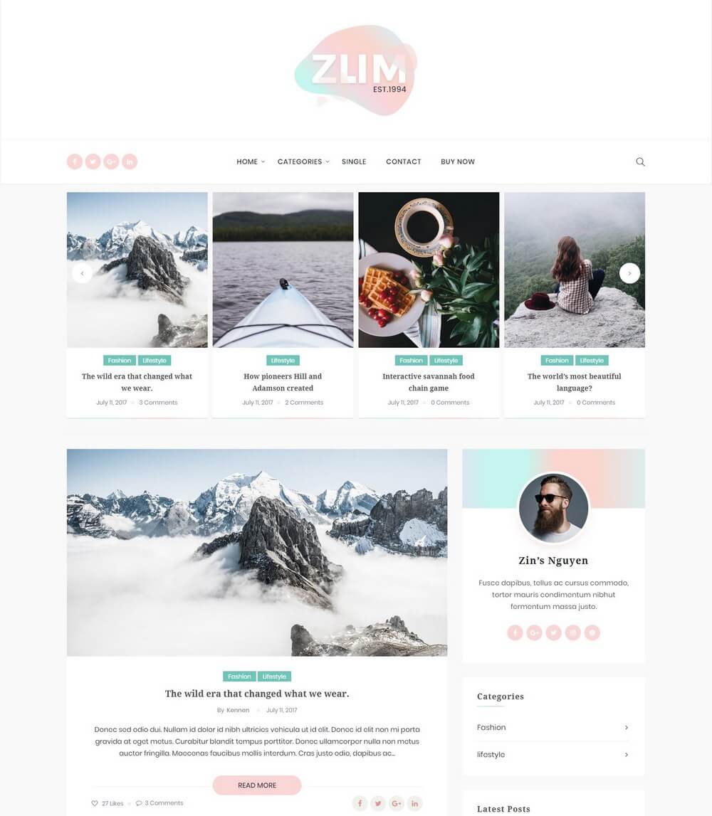 ZUM - RTL WordPress Blogging Theme