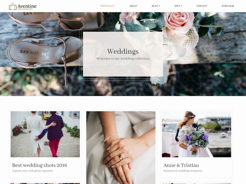 Aventine - Wedding Photography Portfolio WordPress Theme