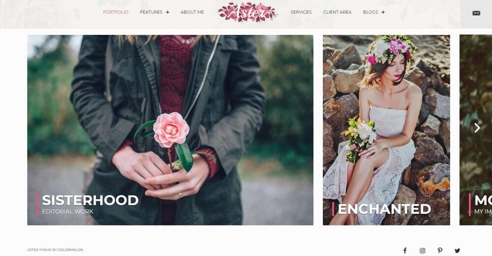 Aster - Feminine Photography Portfolio WordPress Theme