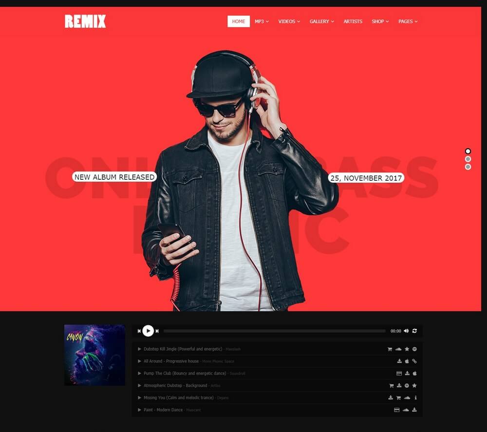 Remix - Musician & DJ WordPress Theme