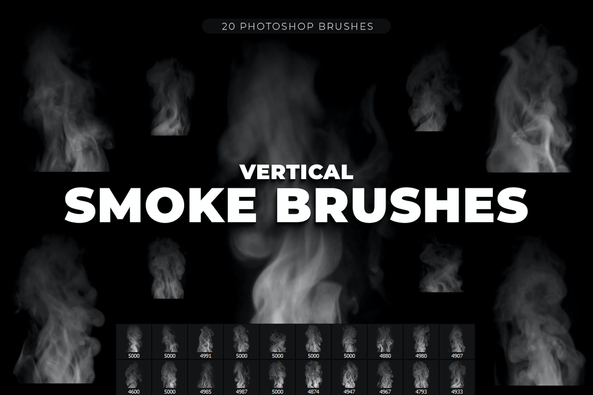 20 Vertical Smoke Brushes for Photoshop