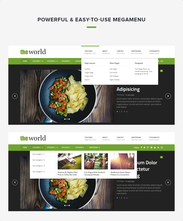 theWorld Mega Menus Feature