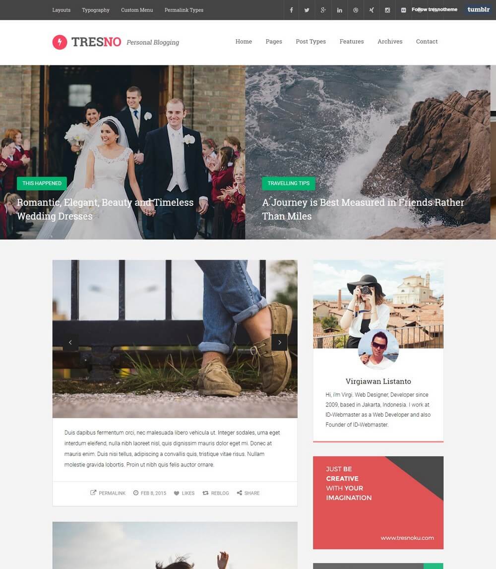Tresno - Personal Blog Tumblr Theme