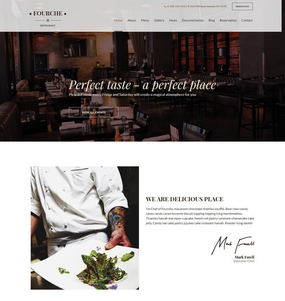 Fourche - Restaurant & Cafe Vintage WordPress Theme
