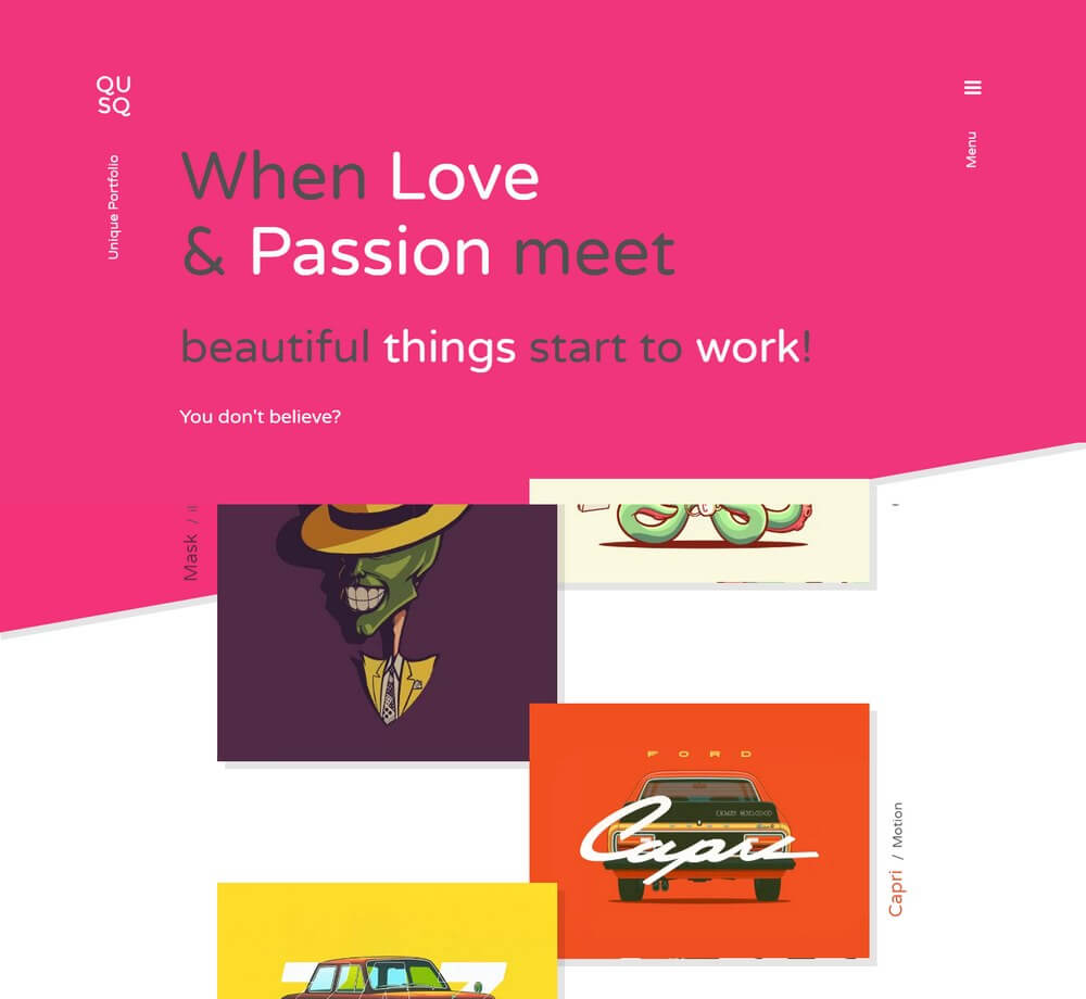 Qusq Pro - Flat Colorful Portfolio WordPress Theme