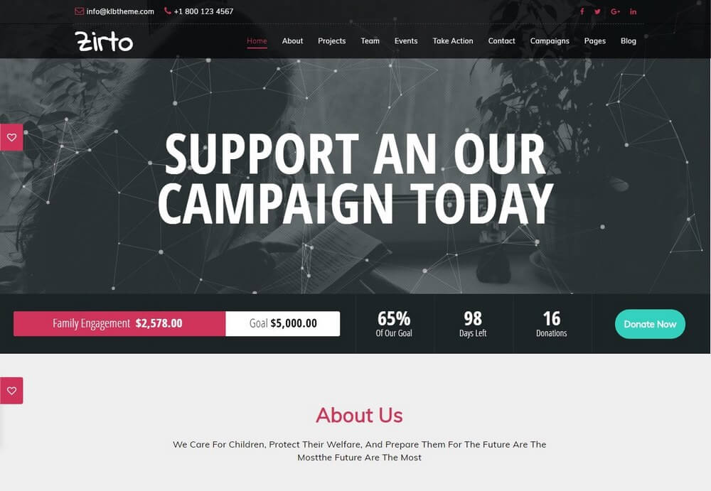 Zirto - Multipurpose WordPress Theme For Nonprofits
