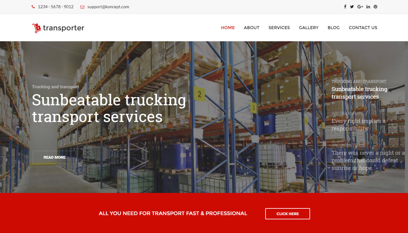 Transporter - Logistics and Transport WordPress Theme