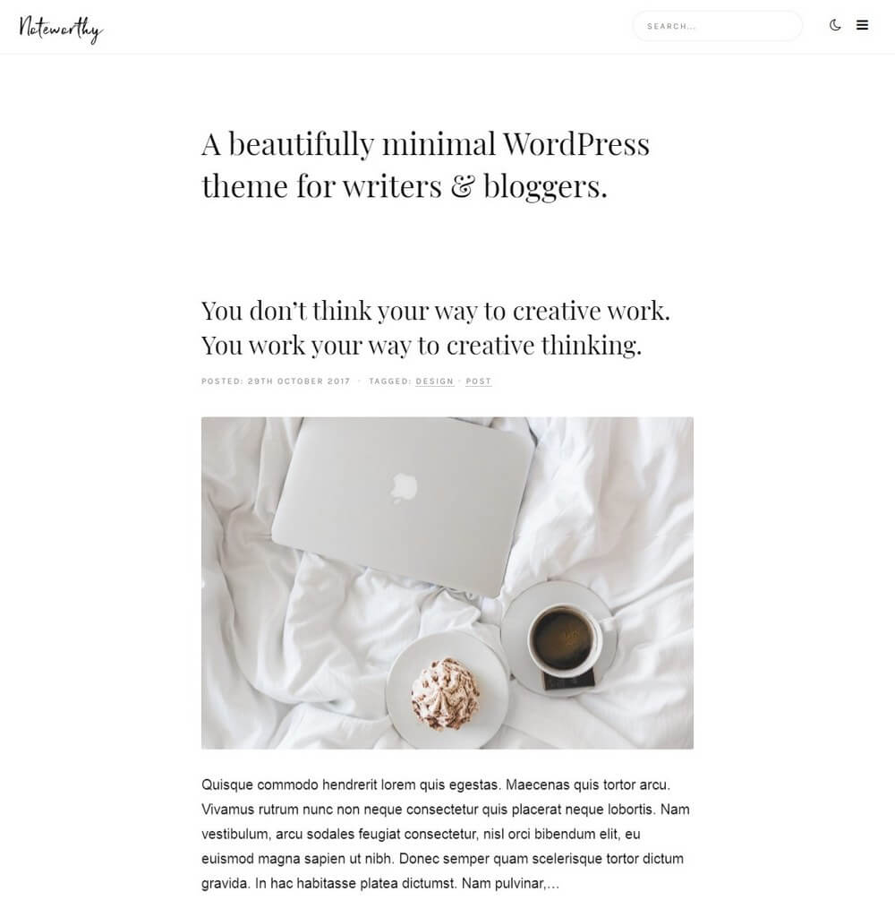 Noteworthy - Minimal WordPress Theme for Writers & Authors