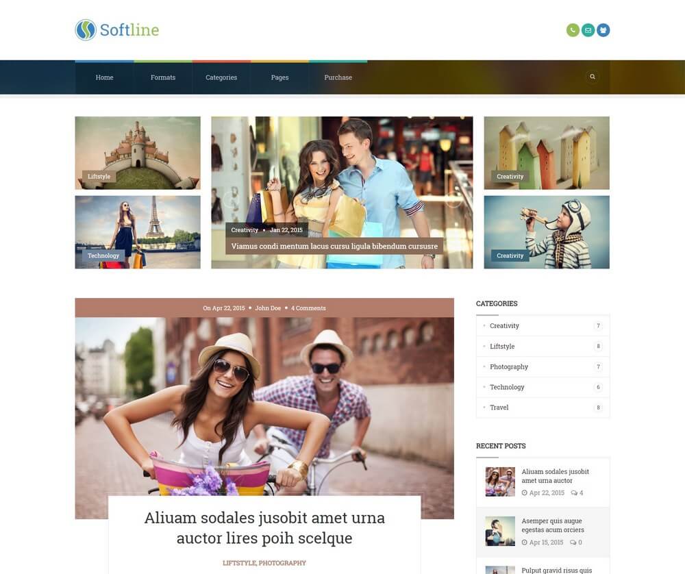 Softline - Responsive Blog Flickr WordPress Theme
