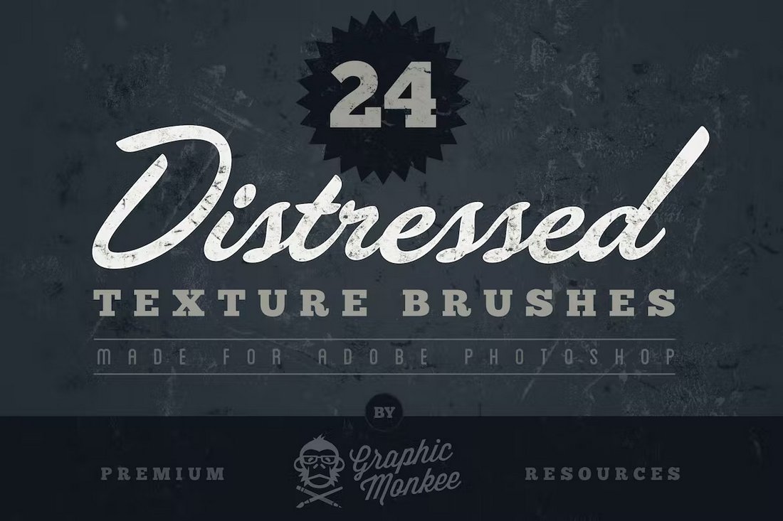 24 Distressed Texture Brushes for Photoshop