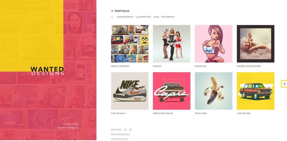Wanted - Portfolio, Blog and CV WordPress Theme for Graphic Designers